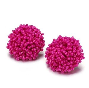 Large Beaded Stud Earrings Pink